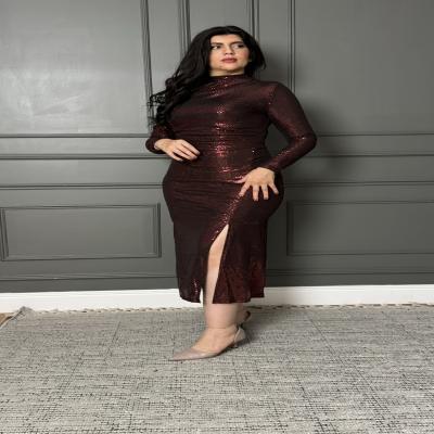 فستان نسائي ترتر بأكمام طويلة