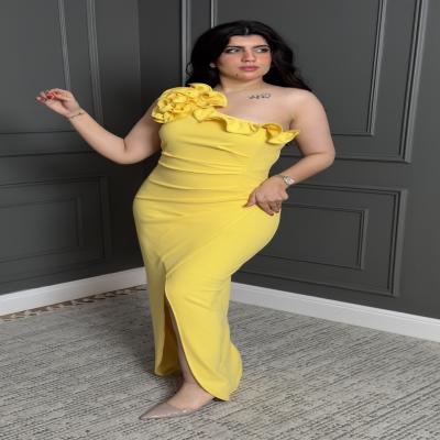 فستان نسائي سادة بكتف واحد