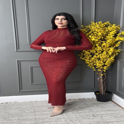 فستان نسائي استرتش بملعة واكمام طويلة